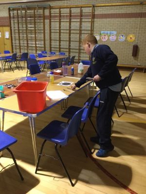 Setting the tables for lunch time.